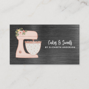 Rosa Simple Mixer Blommigt Cake Bakery-Affärskort Visitkort