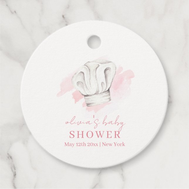 Rosa Simple Modern Little Chef Baby Shower Gåvor Etiketter (Framsida)