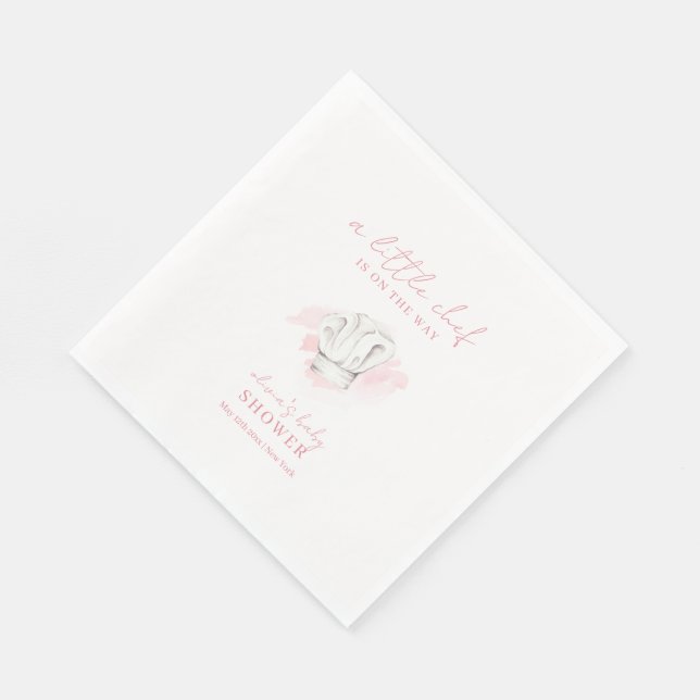 Rosa Simple Modern Little Chef Baby Shower Pappersservett (Hörn)