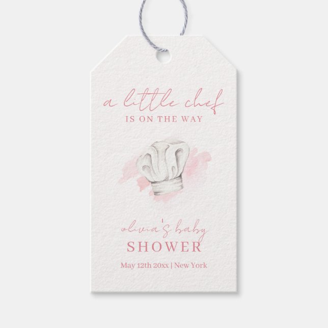 Rosa Simple Modern Little Chef Baby Shower Presentetikett (Framsidan)
