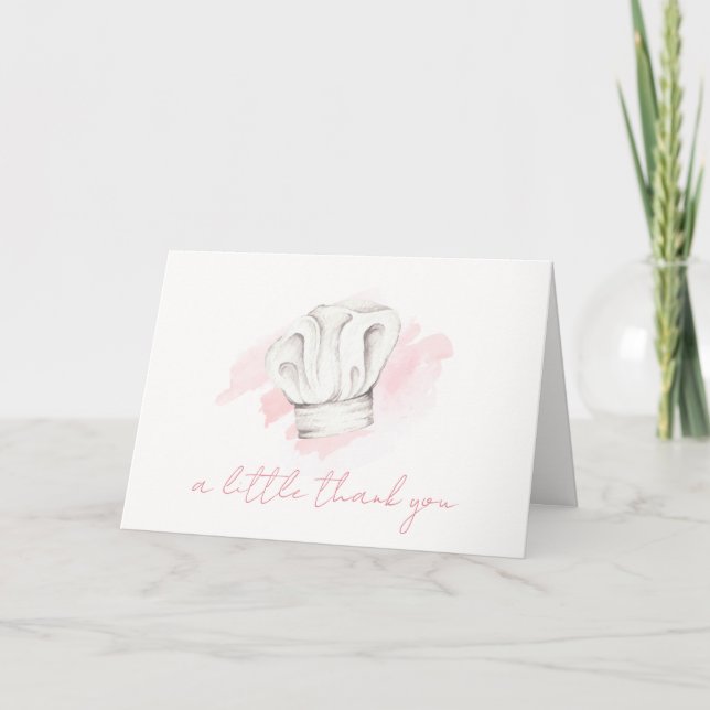 Rosa Simple Modern Little Chef Baby Shower Tack Kort (Framsida)
