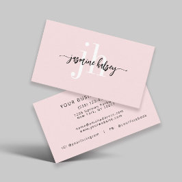 Rosa Simple Namn och Initialer Affärskort Visitkort