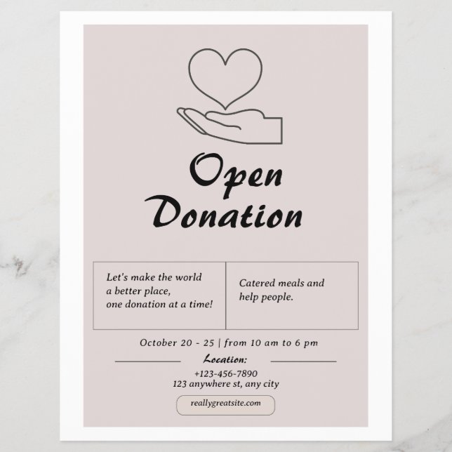 Rosa Simple Open Donation Flyer (Framsidan)
