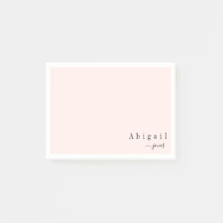 Rosa Simple Script Modern personlig Stationär Post-it Block