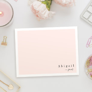 Rosa Simple Script Modern personlig Stationery Anteckningskort