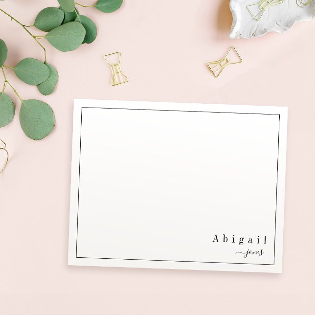 Rosa Simple Script Modern personlig Stationery Anteckningskort (Pink Simple Script Modern personalized Stationery Note Card)