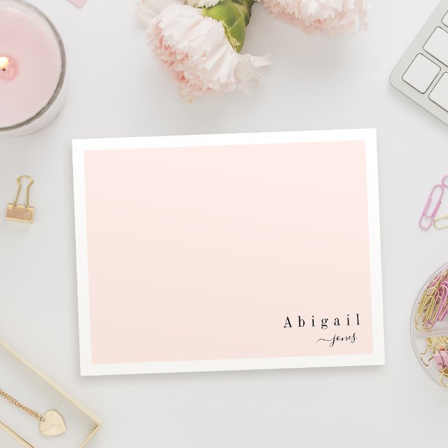 Rosa Simple Script Modern personlig Stationery Anteckningskort (Pink Simple Script Modern personalized Stationery Note Card)