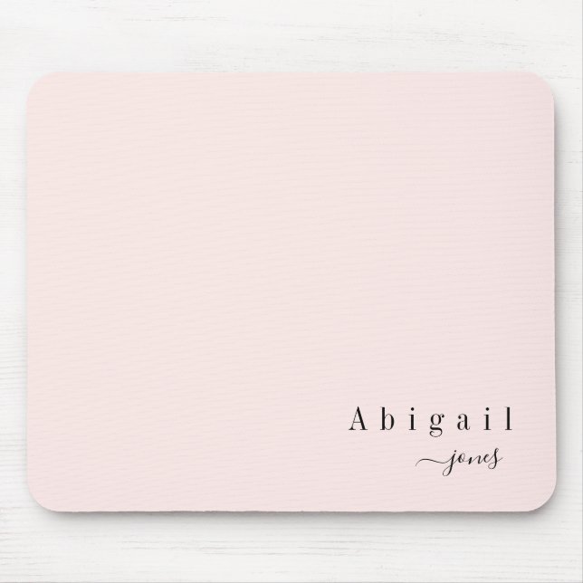 Rosa Simple Script Namn Modern Luxury personlig Musmatta (Framsidan)