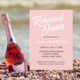 Rosa Simple Stil Bröllop Rehearsal Dinner Inbjudningar