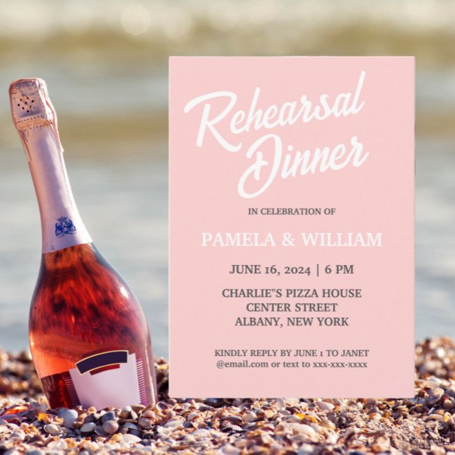  Rosa Simple Stil Bröllop Rehearsal Dinner Inbjudningar (In Situ Beach)
