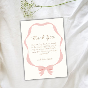 Rosa Simple Vintage Bow Girl Baby Shower Tack Kort