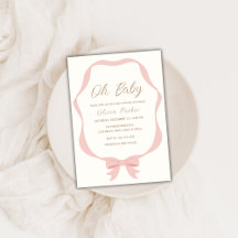 Rosa Simple Vintage Bow Ram Girl Baby Shower