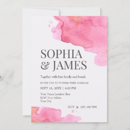 Rosa Simple Watercolor Push Bröllop Inbjudningar