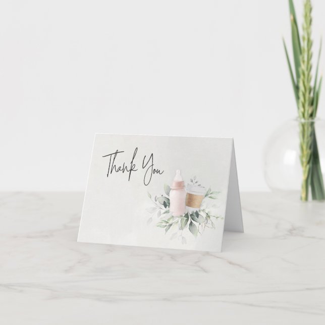 Rosa Sip och se Nyfödd bebis Viktat tackkort (Framsida)