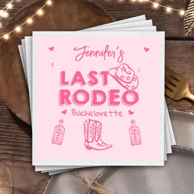 Rosa sista Rodeo Cowgirl Sällskapsfest före bröllo Pappersservett (Skapare uppladdad)