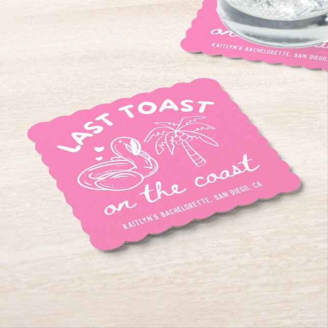 Rosa sista skål möhippa coaster underlägg papper (Vinklad)