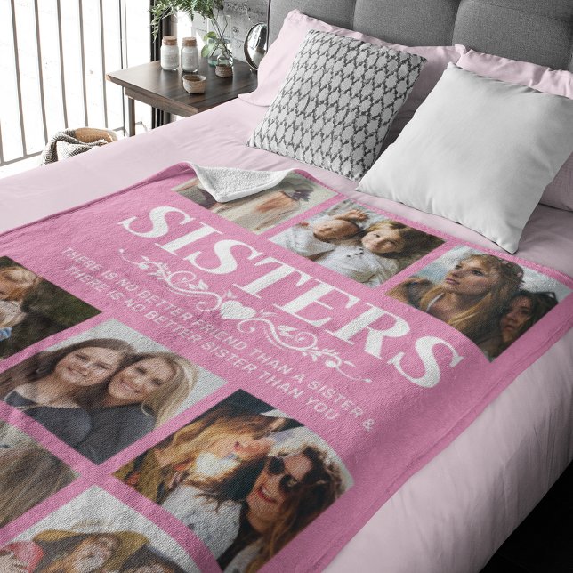 Rosa Sisters Photo Collage Fleece Blanket (Skapare uppladdad)