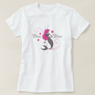Rosa sjöjungfru "för dykDiva" (kvinna t-skjorta, T-shirt