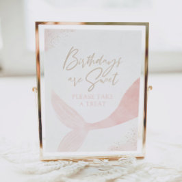 Rosa Sjöjungfru Girl Birthday Ta ett Trettontecken Poster