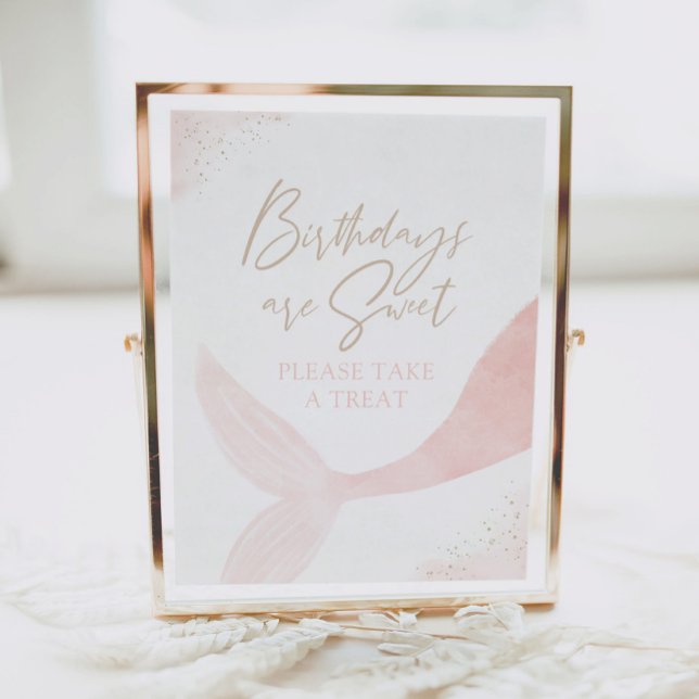 Rosa Sjöjungfru Girl Birthday Ta ett Trettontecken Poster (Skapare uppladdad)