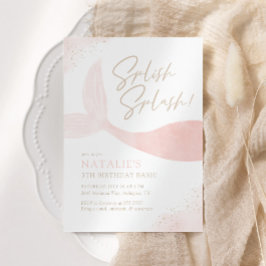 Rosa Sjöjungfru Girl Födelsedagsfest Inbjudningar