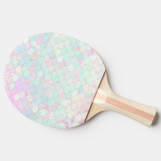 Rosa Sjöjungfru Guld Glitter Pingisracket (Sidan)