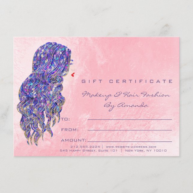 Rosa Sjöjungfru Hairdresser Makeup Certificate Gif (Framsida)