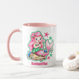 Rosa Sjöjungfru Jul Kids Hett Chocolate Mugg