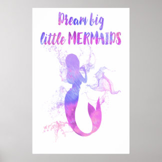 Rosa sjöjungfru målning Dröm stort lilla sjöjungfr Poster