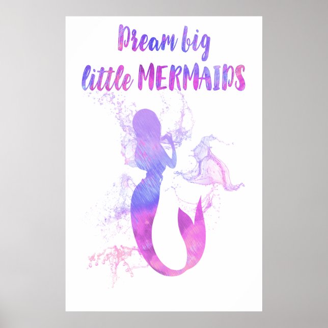 Rosa sjöjungfru målning Dröm stort lilla sjöjungfr Poster (Framsidan)