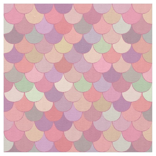 Rosa Sjöjungfru Mönster Tyg (Närbild)