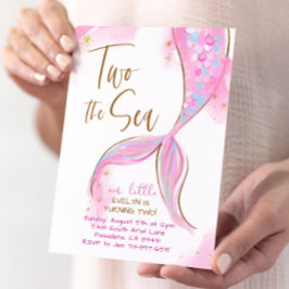 Rosa Sjöjungfru Party 2 Havets andra födelsedag Inbjudningar