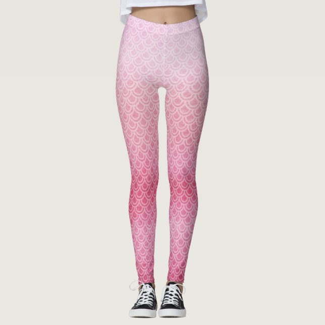 Rosa Sjöjungfru Scaly Ben Leggings (Framsida)