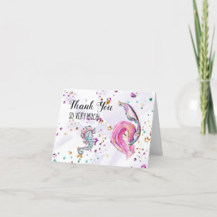 *~* Rosa Sjöjungfru Sea Horse Baby Shower Tack Kort
