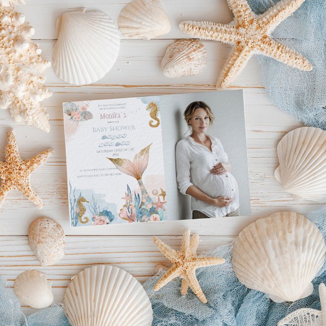  Rosa Sjöjungfru Svan Baby Shower Inbjudningar (Skapare uppladdad)