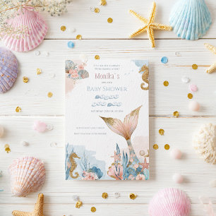 Rosa Sjöjungfru Svan Baby Shower Inbjudningar