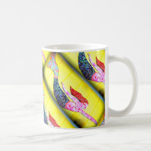 rosa sjöjungfru under vattenmosaik kaffemugg
