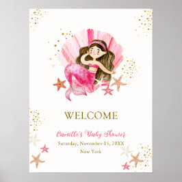 Rosa Sjöjungfru Välkomsthälsning för sjöstjärtskna Poster