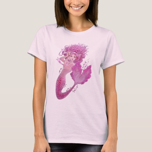 Rosa sjöjungfrufantasibaby - dockaT-tröja T-shirt (Framsida)