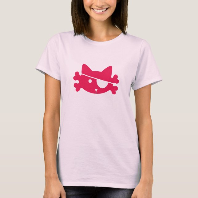 Rosa Sjökapten Katt - T-Shirt (Framsida)