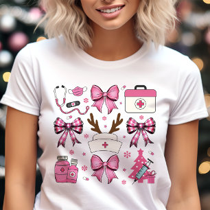 Rosa sjuksköterske jul medicinsk semester coquette t shirt