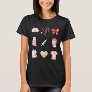 Rosa sjuksköterskevalentine stetoskop scrubbs hjär t shirt