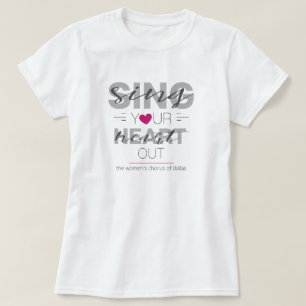 Rosa Sjunga Hjärtat T Shirt