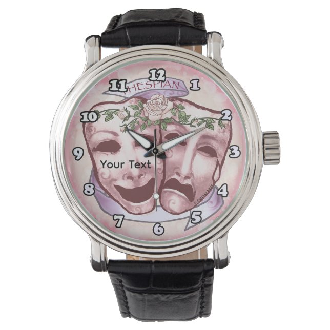 Rosa skådespelarmasker armbandsur (Framsida)