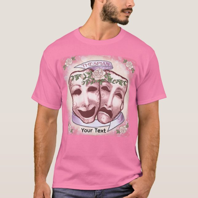Rosa skådespelarmasker t shirt (Framsida)