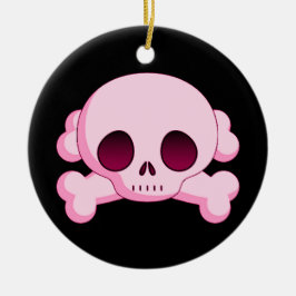 Rosa skalle för KRW och Crossbonesprydnad Julgransprydnad Keramik