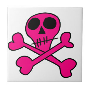 rosa skalle kakelplatta