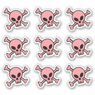 Rosa skalle och Crossbones Klistermärken