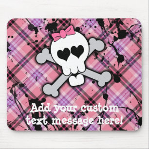 Rosa skalle och Crossbones med hjärtor och Musmatta