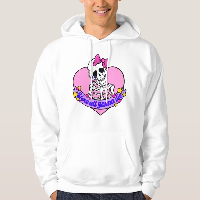 Rosa skalle skulle dö hoodie (Framsida)